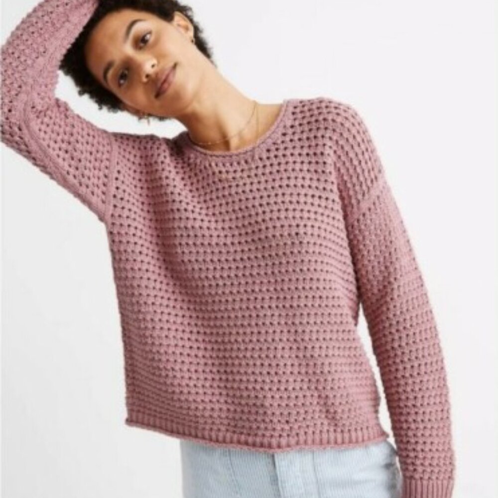 Madewell Open-Stitch Austen Pullover Sweater Knit  Rose Pink size XXs
